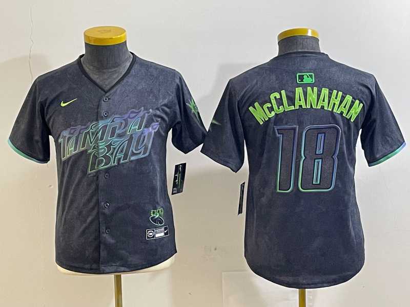 Youth Tampa Bay Rays #18 Shane McClanahan Charcoal 2024 City Connect Limited Stitched Jersey->mlb youth jerseys->MLB Jersey